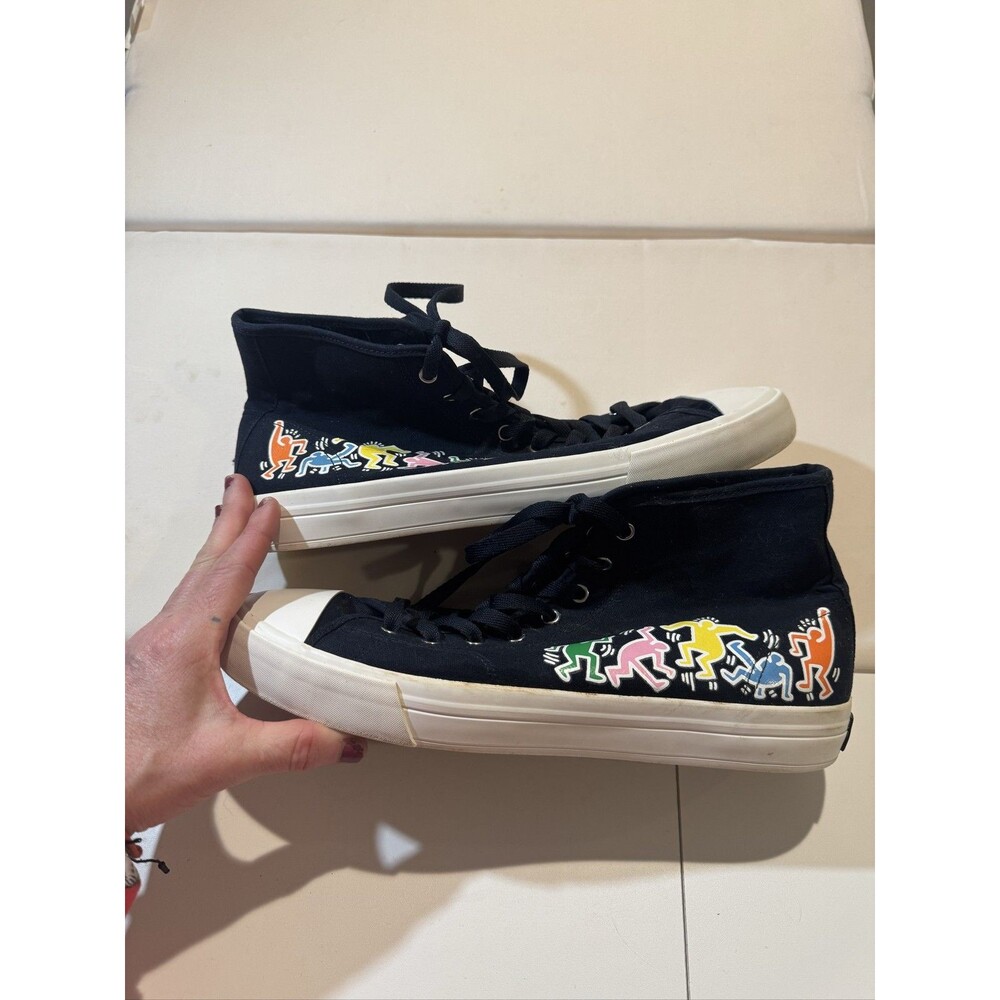 H&M Keith Haring Black Canvas High Top Sneakers M11.5 Eur45